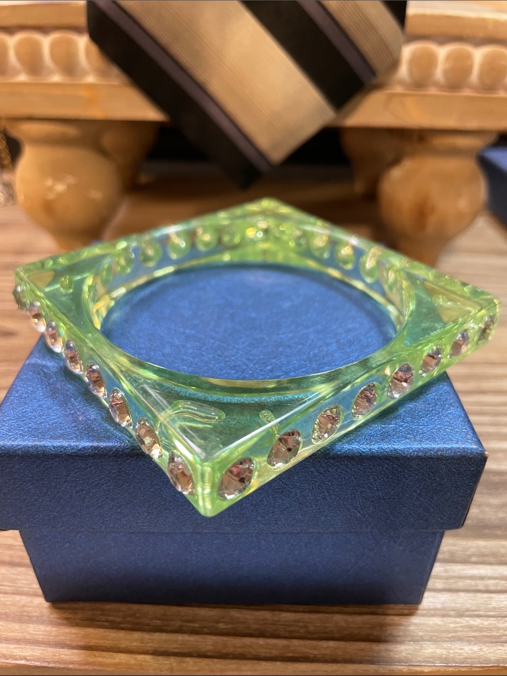 Green Square Rhinestone Bracelet